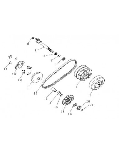 AXE TRANSSMITION EMBREYAGE 2T N°1