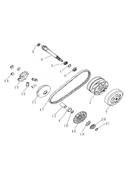 AXE TRANSSMITION EMBREYAGE 2T N°1